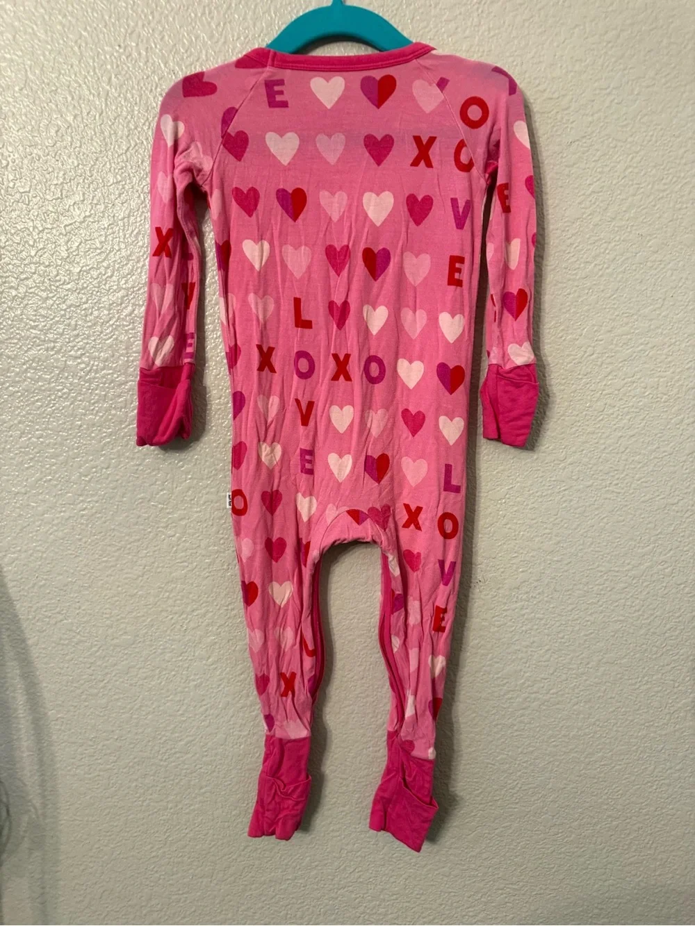 Little Sleepies Pink Heart & XOXO Footed One-Piece
